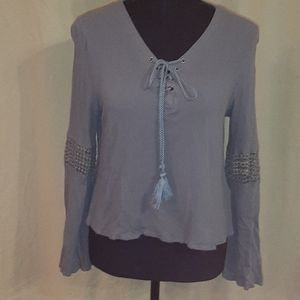 Jr S boho olive gree top